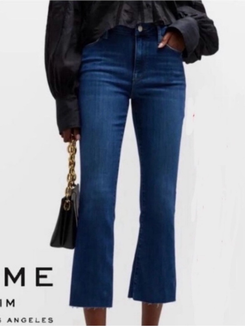 Frame Le High Flare Crop Raw Hem Jeans Neosho Wash